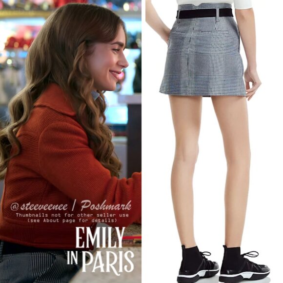 Maje Jadie Belted Houndstooth Mini Skirt EU34 / US2 ASO Emily in Paris - Picture 2 of 14
